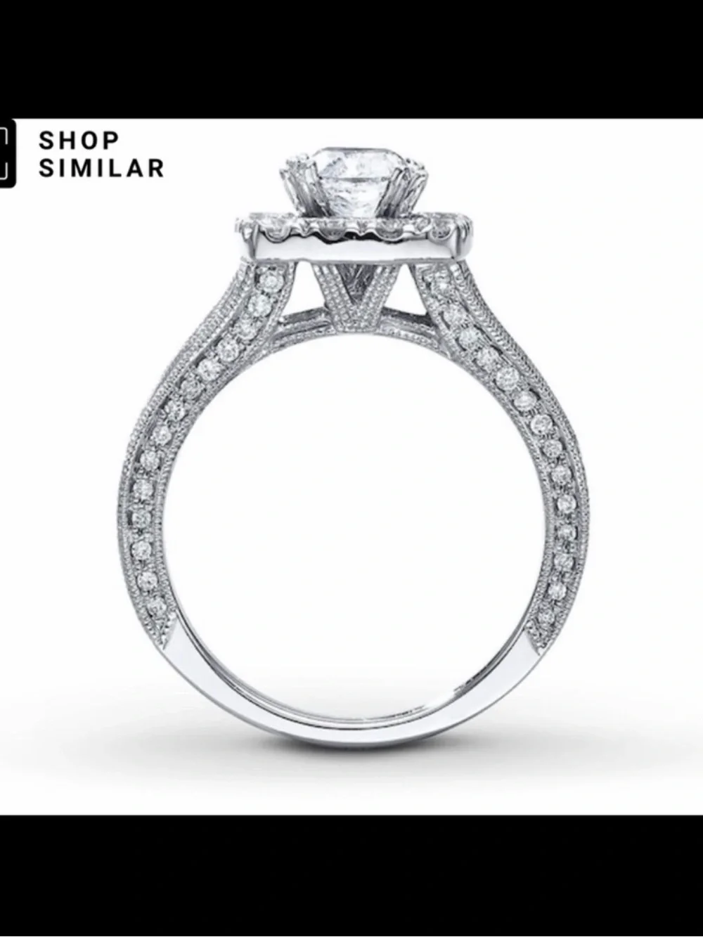 Neil Lane White Gold Cushion Halo Diamond Ring
